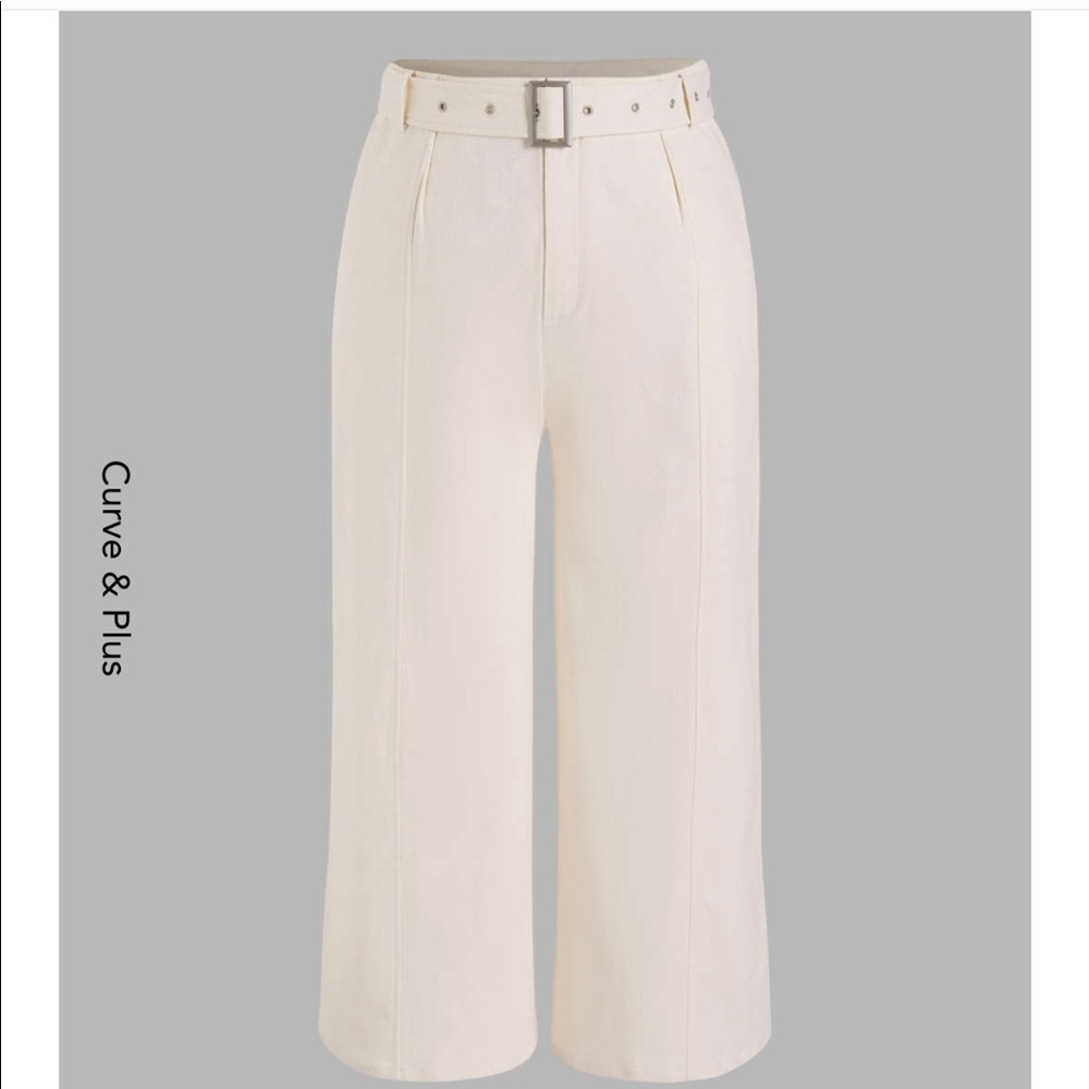 Cotton Trousers with Belt - Cream